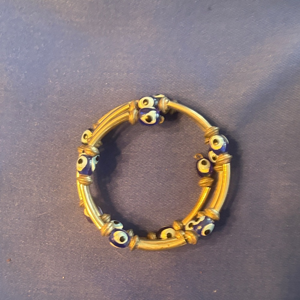 Silver & Evil Eye Beads Wrap Bracelet